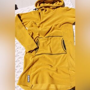 MELANZANA Women’s Dress Yellow/Mustard Micro Grid Hoodie RARE LIMITED COLOR - L